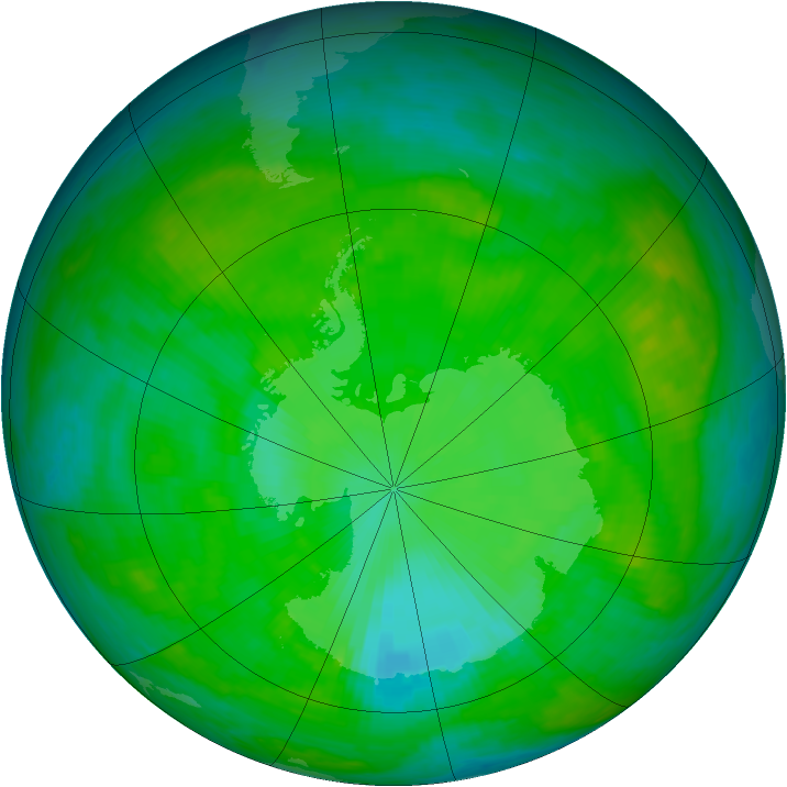 Antarctic ozone map for 26 December 1989